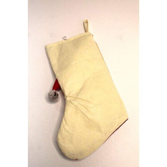 Christmas Queen Santa Claus 3D Stocking 18 inches Red Beige Holiday Decor NWT - Picture 2 of 8
